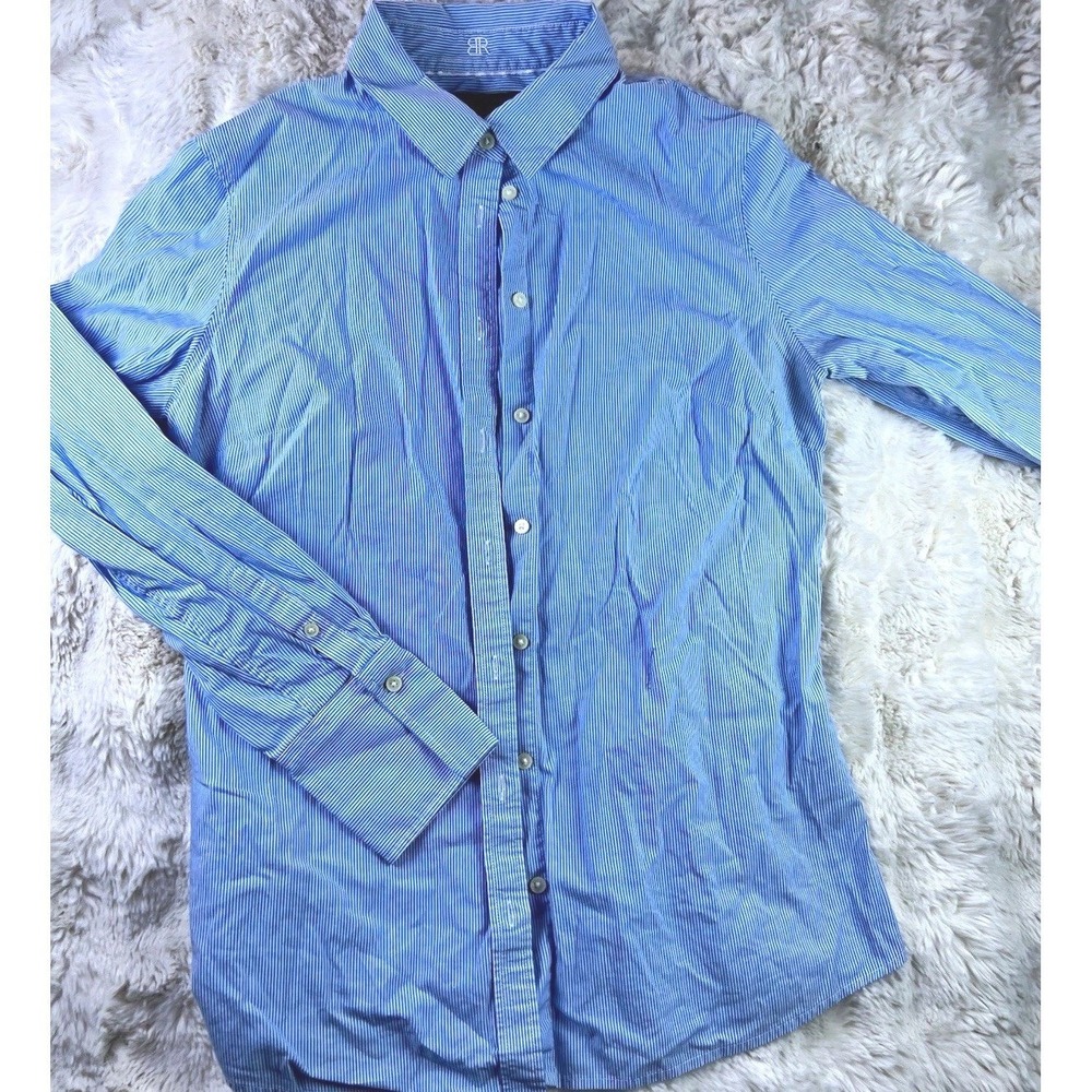 Banana Republic Riley Shirt Mens S Blue White Stripe Slim Cotton Butto Dress A27
